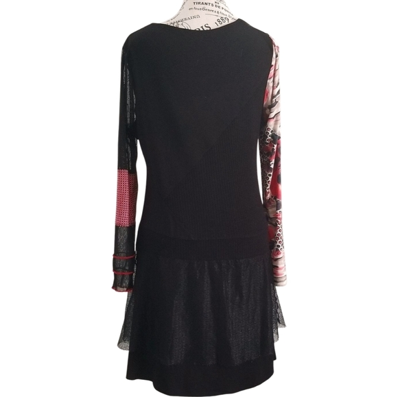 Maloka Patchwork Floral Mesh Tunic Dress — Grunge Artwear Y2K - Picture 3 of 6